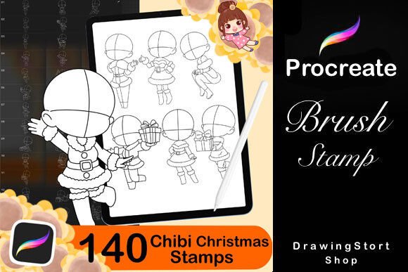 140 Procreate Chibi Christmas Stamps
