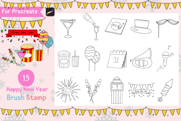 Celebrate Creatively with Procreate Brush Stamp Happy New Year