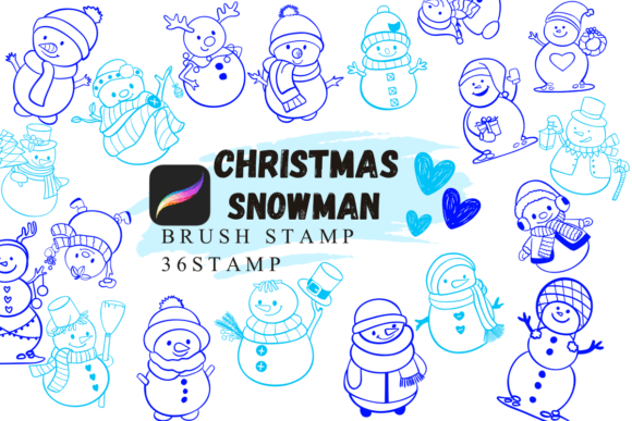 Christmas Snowman: A Creative Procreate Stamp Brush for Sketch-Style Projects