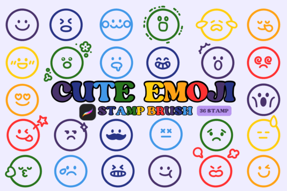 Cute Emoji: A Creative Tool for Sketch-Style Procreate Stamp Brushes