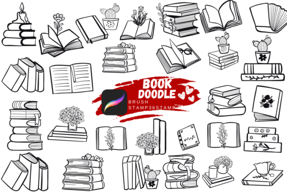 Enhance Your Creative Projects with Book Doodle Procreate Stamp Brushes