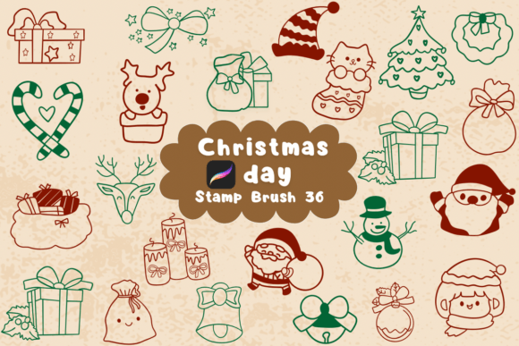 Enhance Your Creative Projects with Christmas Day Procreate Stamp Brushes in a Sketch Style