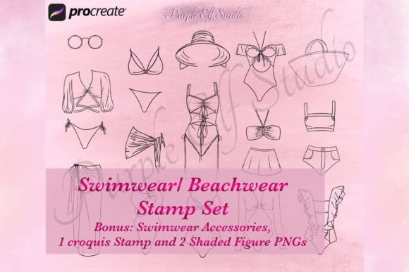 Enhance Your Fashion Illustrations with Swimwear Beachwear Procreate Stamps