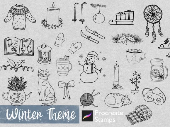 Enhancing Holiday Art with Procreate Winter Stamp Christmas Drawing Tools