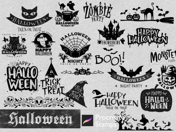 Gothic Ghost Halloween Stamps for Procreate