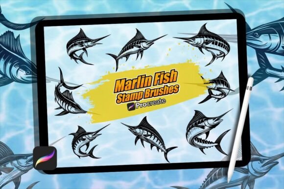 Marlin Fish Brush Stamp Set for Procreate: A Unique Tool for Nature-Inspired Digital Art