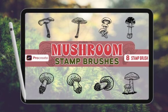 Mushroom Brush Stamp Set for Procreate: Enhancing Digital Art with Natural Flair
