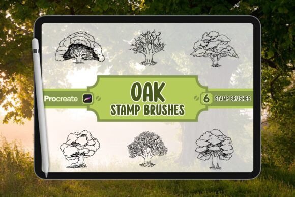 Oak Tree Brush Stamp Set for Procreate