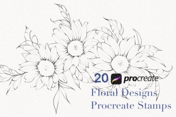 Procreate Flower Stamp & Sunflower Brush Set