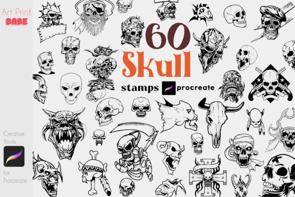Procreate Skull Tattoo Stamps Gothic Art: A Creative Tool for Digital Artists