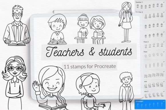 School Teacher Student Kids Procreate Stamps for Creativity
