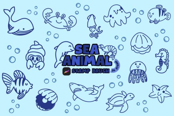Sea Animal: A Creative Procreate Stamp Brush for Diverse Art Projects