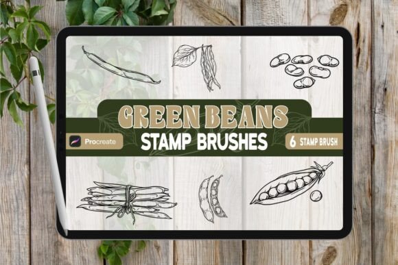 Unleash Your Creativity with the Green Beans Brush Stamp Set for Procreate