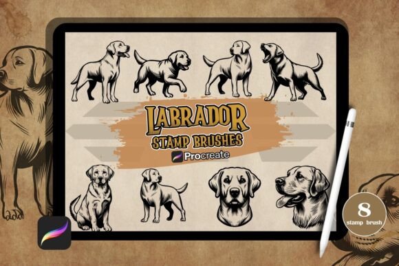 Unleash Your Creativity with the Labrador Brush Stamp Set for Procreate